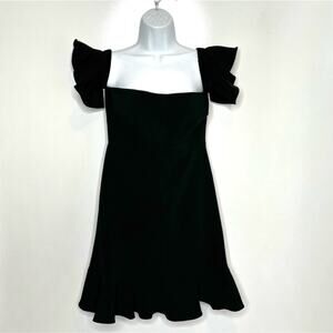 Likely Revolve Bellerose Off the Shoulder Ruffle Hem Black Mini Dress 6